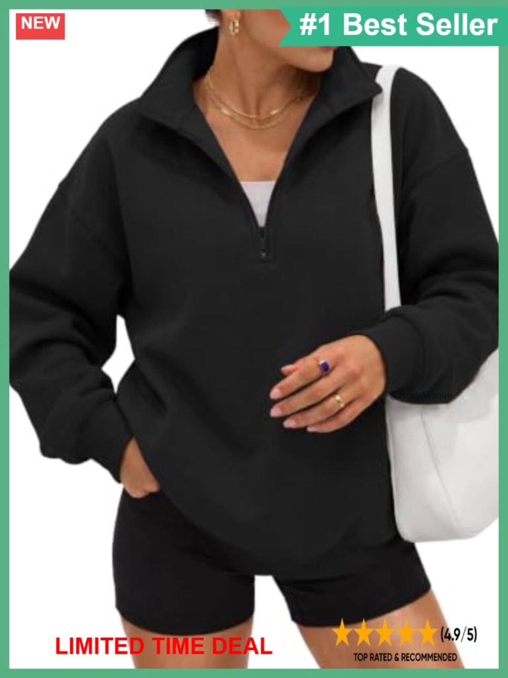 Oversized Half Zip Fleece Sweatshirt Mock Neck Pullover Cotton Blend
